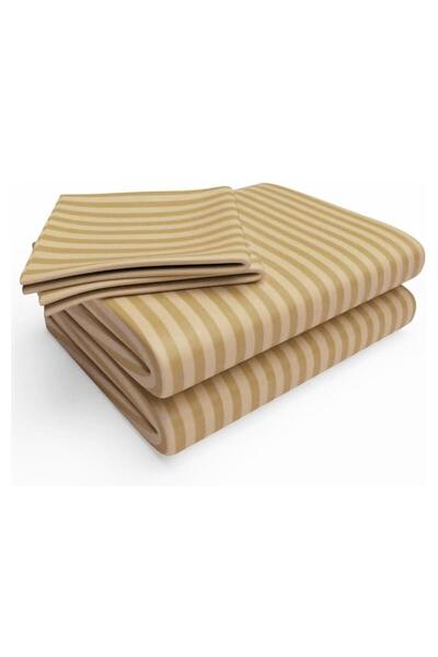 Generic Bella Home 3Pcs Flat Sheet Set – Brown Striped, 220x240 cm + 2 Pillow Cases