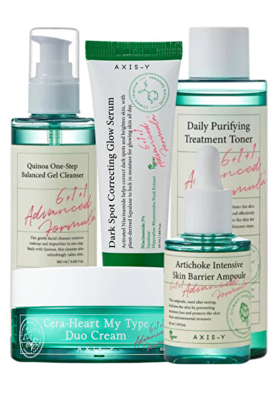 AXIS-Y Cleansing Gel, Balancing Toner, Repair Ampoule, Glow Serum & Hydrating Duo Cream Complete Set