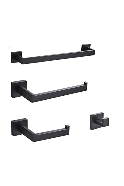 Nova Matte black bathroom accessories 4 pieces,