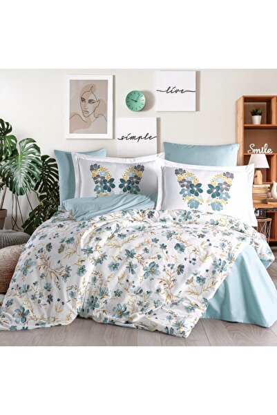 Hobby Double Poplin Duvet Cover Belis Turquoise