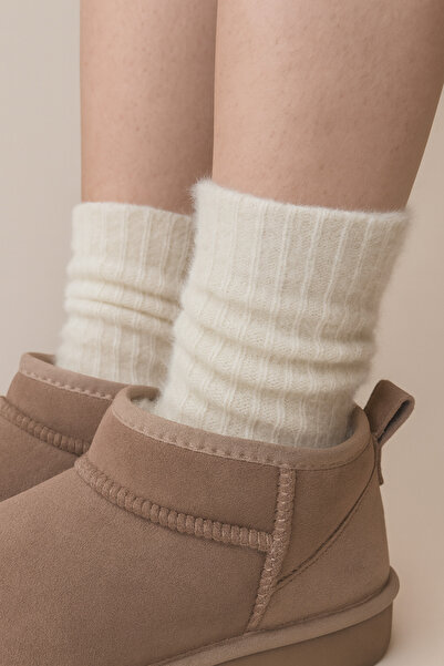 shefox 2 Pairs of Women's Corded Fabric Soft Textured Soft Boot Socks