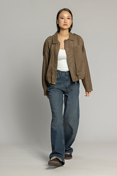 Nisan Oversized Suede Bomber Jacket