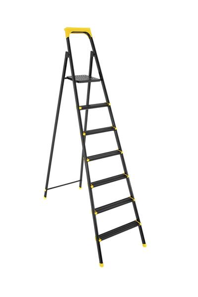 AYYILDIZ Moonstar Ev Tipi Merdiven 6+1 Basamak Katlanır Şık Merdiven Siyah Pr...