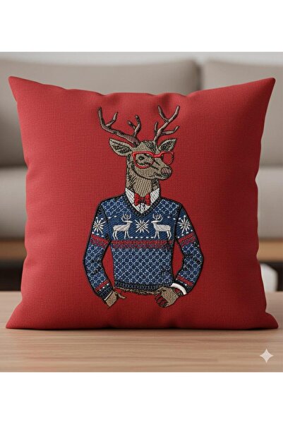 LTS bag Christmas Deer New Year Concept Throw Pillow Cover, Decorative Red Cu...
