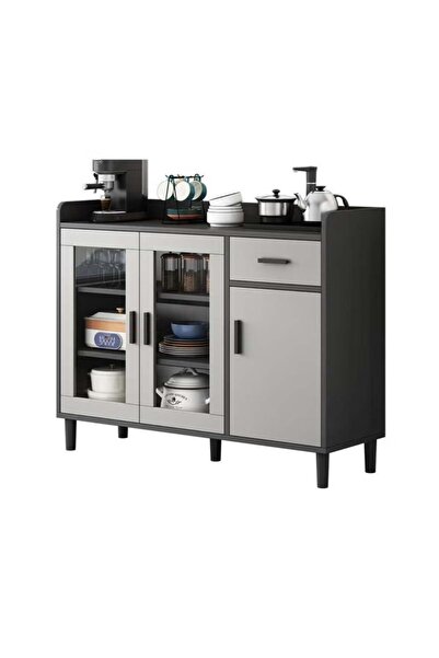 Luxury Home خزانة قهوة زاوية عصرية - وحدة تخزين جانبية رمادية قائمة بذاتها