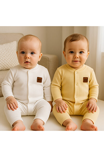 OMY طقم من قطعتين من القطن 100% بنسيج مبرد للأطفال من 3-6-9 أشهر، بدلة للمستشفى وحديثي الولادة، راحة فائقة