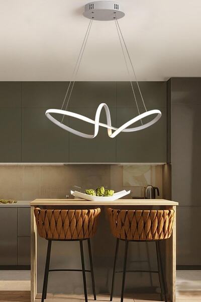 Elektroyou Kral Lüks Beyaz Modern Tarz Beyaz Ledli Avize