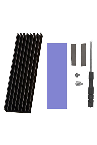 Choice1 مشعاع تبريد أسود فائق النحافة من نوع Coolcirc M.2 SSD، بسماكة 5 مم، مصنوع بالكامل من الألومنيوم، مزود بوسادة حرارية، مطلي بطبقة أنودية.