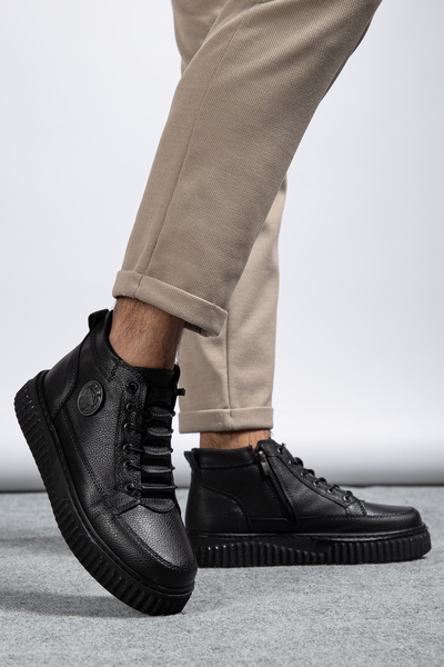 EFNANSHOES Black Water&Cold Resistant Guaranteed Smart Lace-Up Zip Winter Men's Boots