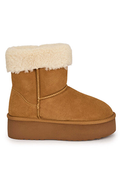 Trenddo Shoes Γυναικείες μπότες από καφέ γνήσιο δέρμα