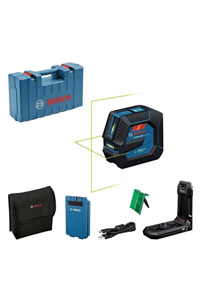 Bosch GLL 20-22 G Akülü Yeşil Lazer Terazi Mıknatıs Aparatlı Çapraz Çizgili