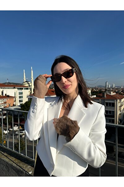 Mollycrush Women's Plush Half-Finger Gloves – Plush Wrist Winter Model