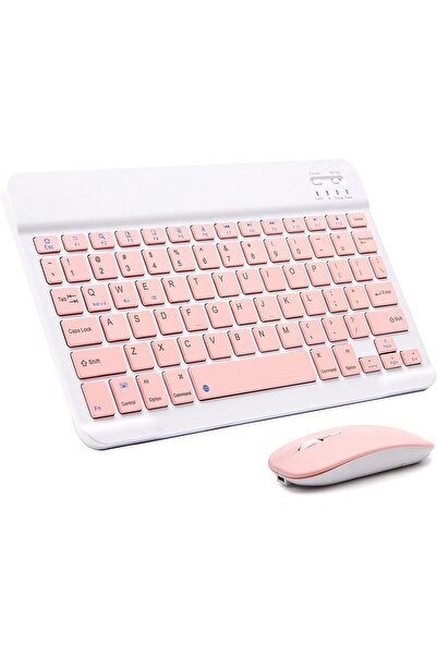 Yuwell YU WELL Ultra-Slim Bluetooth Keyboard & Mouse Combo - Rechargeable, Portable (Pink)