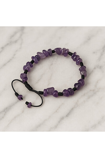 Doğal Taşlar سوار من حجر الجمشت الطبيعي المكسور منسوج من المكرامية - حجر طبيع...