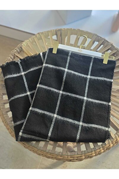 MNC Plaid Black and White Striped Scarf