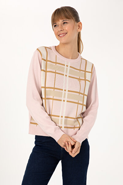 U.S. Polo Assn. Women's Powder Crew Neck Striped Sweater 50314812-Vr042