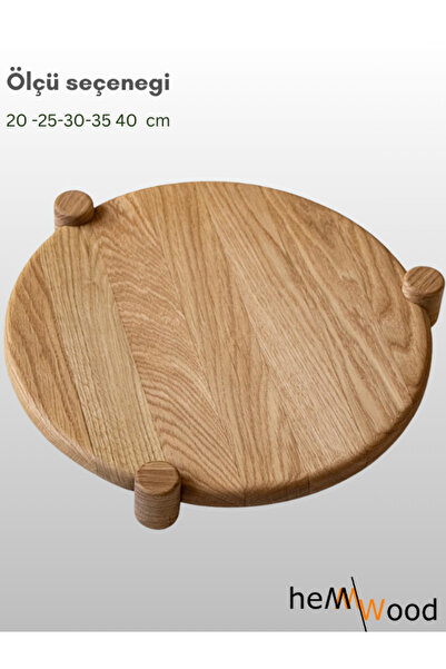 Hemm PureOak 30 cm Yuvarlak Masif Pasta Sunum Tahtası | Pürüzsüz Doğal Ahşap Servis Standı