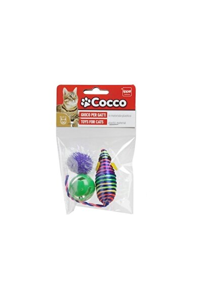 Cocco Set mixt de 3 jucării pentru pisici, plastic non-toxic