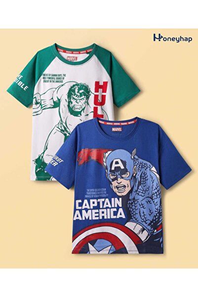 Honeyhap Marvel تيشيرت راجلان بنصف كم، تصميم أفنجرز هالك وكابتن أمريكا، عبوة ...