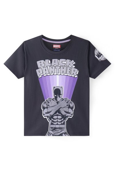 Pine Kids Marvel Cotton Knit Half Sleeves T-Shirt with Black Panther Graphics...