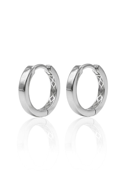 Söğütlü Silver 925 Ayar Gümüş küpe Üzeri Rodyumlu Düz Halka Küpe SGTL13196RODAJ