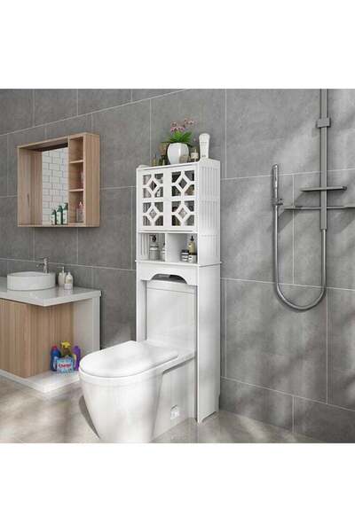 Arabest Over Toilet Storage Bathroom Shelving White,Toilet Shelving,Floor Standing Storage Cabinet