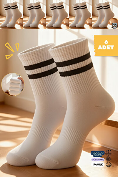 andredimoda Women's & Men's 6-Piece Striped College Socks Set – Cotton