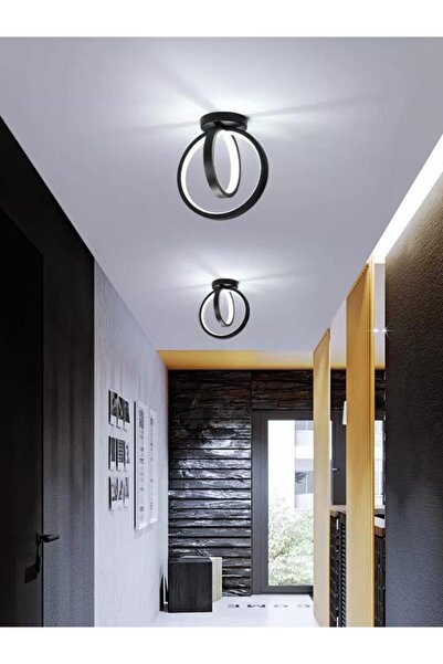 Elektroyou Atom Siyah Plafonyer Beyaz Ledli Avize Takım 2 Adet