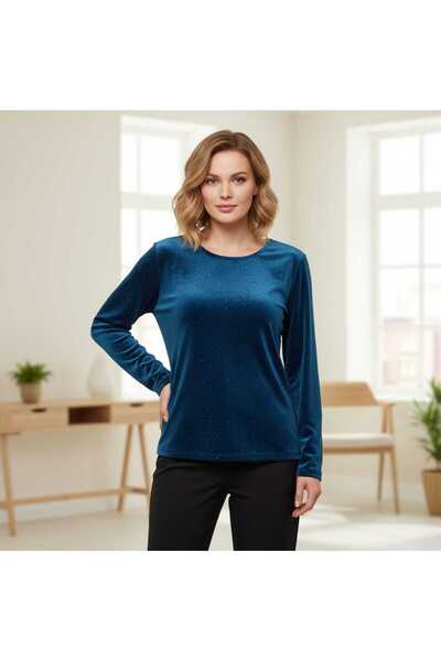 Volupta Women's velvet blouse with shiny appliqués