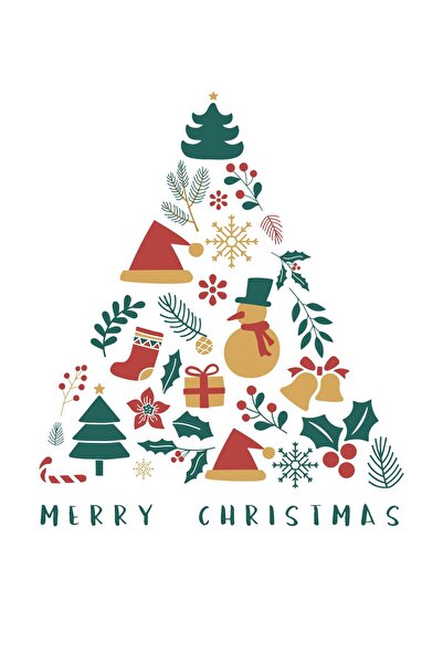 VreauPoster XXL Minimalist Christmas Tree Cutout Sticker, 18x21cm, Glossy Pho...