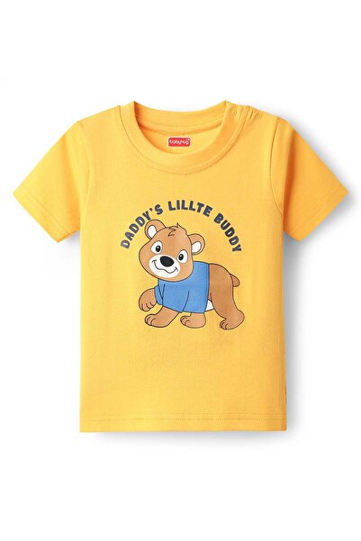 Babyhug Half Sleeves T-Shirt with Bear Print - Orange