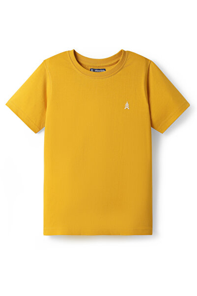 Pine kids Cotton Knit Half Sleeves Solid Color T-Shirt - Yellow