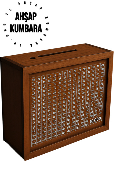 SEVOLİ OYUNCAK Para Kutusu 10.000 Tl Kumbara - Ahşap Para Biriktirme Hedef Kutusu - Hediyelik Ürünler