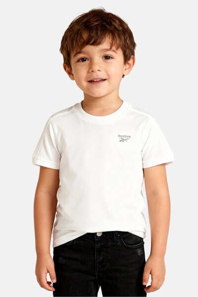 Reebok Toddlers Boy Brand Logo Short Sleeve Training T-Shirt, White