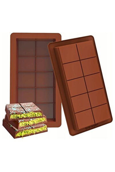 zola Homemade chocolate mold, for 10 cubes, silicone, 13 × 24.8 cm, brown