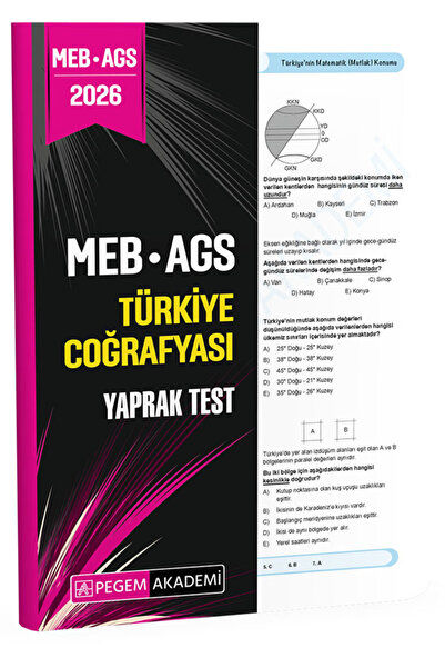 Pegem Akademi Yayıncılık 2026 MEB AGS Türkiye Coğrafyası Yaprak Test