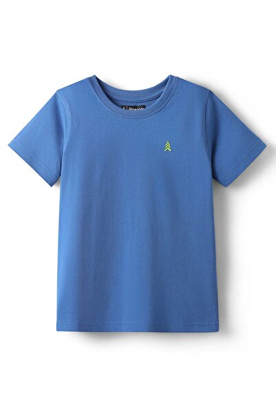 Pine kids Cotton Knit Half Sleeves Solid T-Shirt - Nebulas Blue