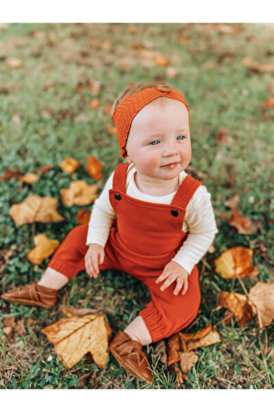 Lovedbaby Salopeta bebe din bumbac 100% certificat GOTS, Corduroy Paprika , 0...