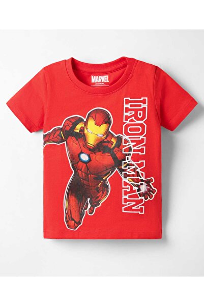 Babyhug Marvel تيشيرت بنصف كم مزين برسومات الرجل الحديدي - أحمر