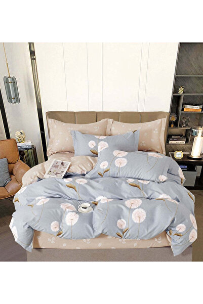 trendyhome Finet Cotton Bed Linen 6 Pieces – Dandelion Pattern, Light Blue/Beige