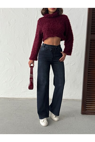 ADAMODA.RO Blugi evazat elastici cu talie asimetrică