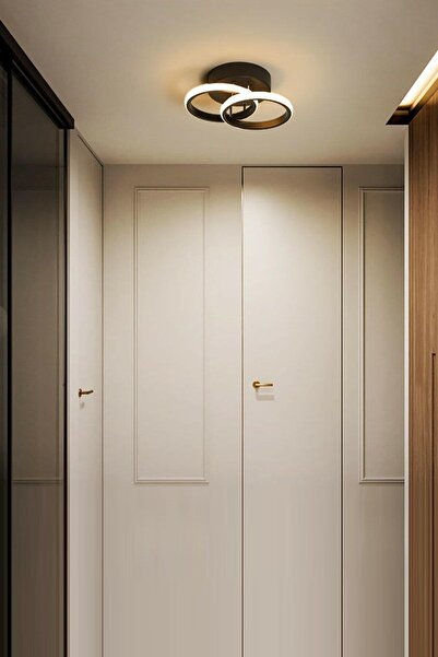 Elektroyou Anna Siyah Yuvarlak Hol Koridor Giriş Günışığı Ledli Avize