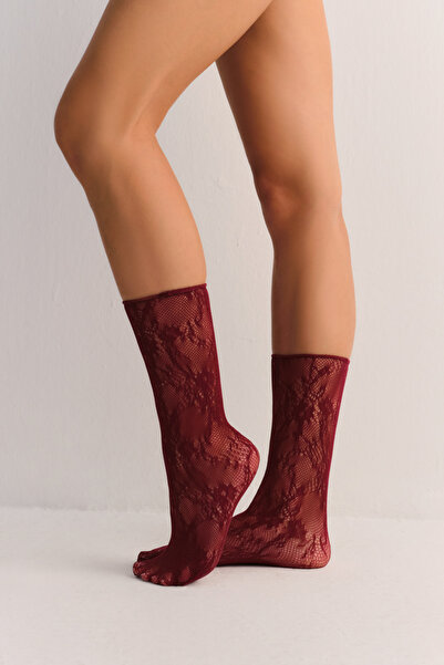 SUWEN Fishnet Dantelli Soket Çorap