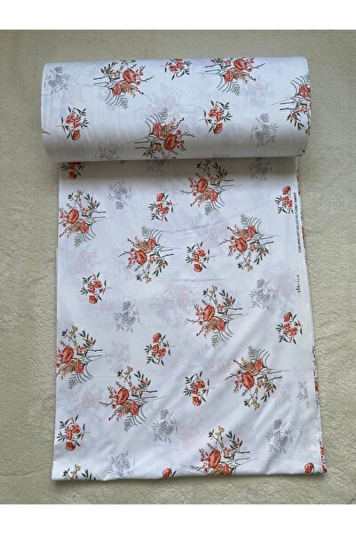 Teksev Aurila Çiçek Desenli %100 Pamuk Nevresimlik Çarşaflık Yastıklık Metrel...