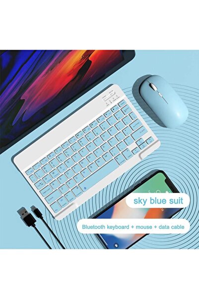 Yuwell YU WELL Ultra-Slim Bluetooth Keyboard and Mouse Combo (Blue)
