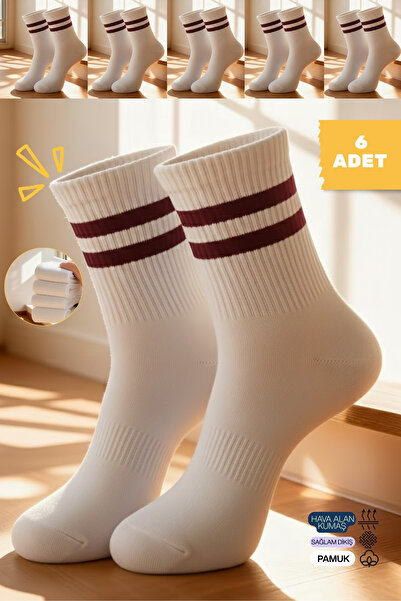 andredimoda Women's & Men's 6-Piece Striped College Socks Set – Cotton