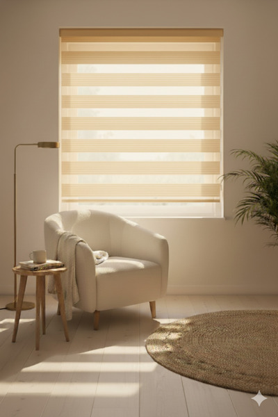 ARTELLA HOMETEX Plise Krem Zebra perde – Özel Ölçü – Ücretsiz Montaj Seti