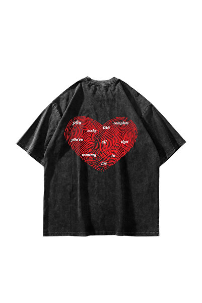 Bak Moda You Make Me Complete cu imprimeu supradimensionat Unisex Lavabil Neg...