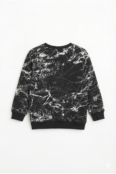Bonbelle Mermer Baskılı Üç İplik Yünlü Erkek/Kız Çocuk Sweatshirt