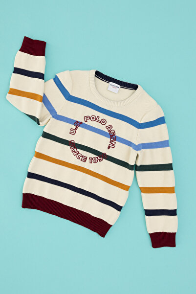 U.S. Polo Assn. Pulover cremă guler rotund pentru băieți 50311062-VR256